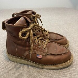 Georgia Boot GB00358 Boots Mens Size 8.5W Brown Leather Wedge Moc Toe Work